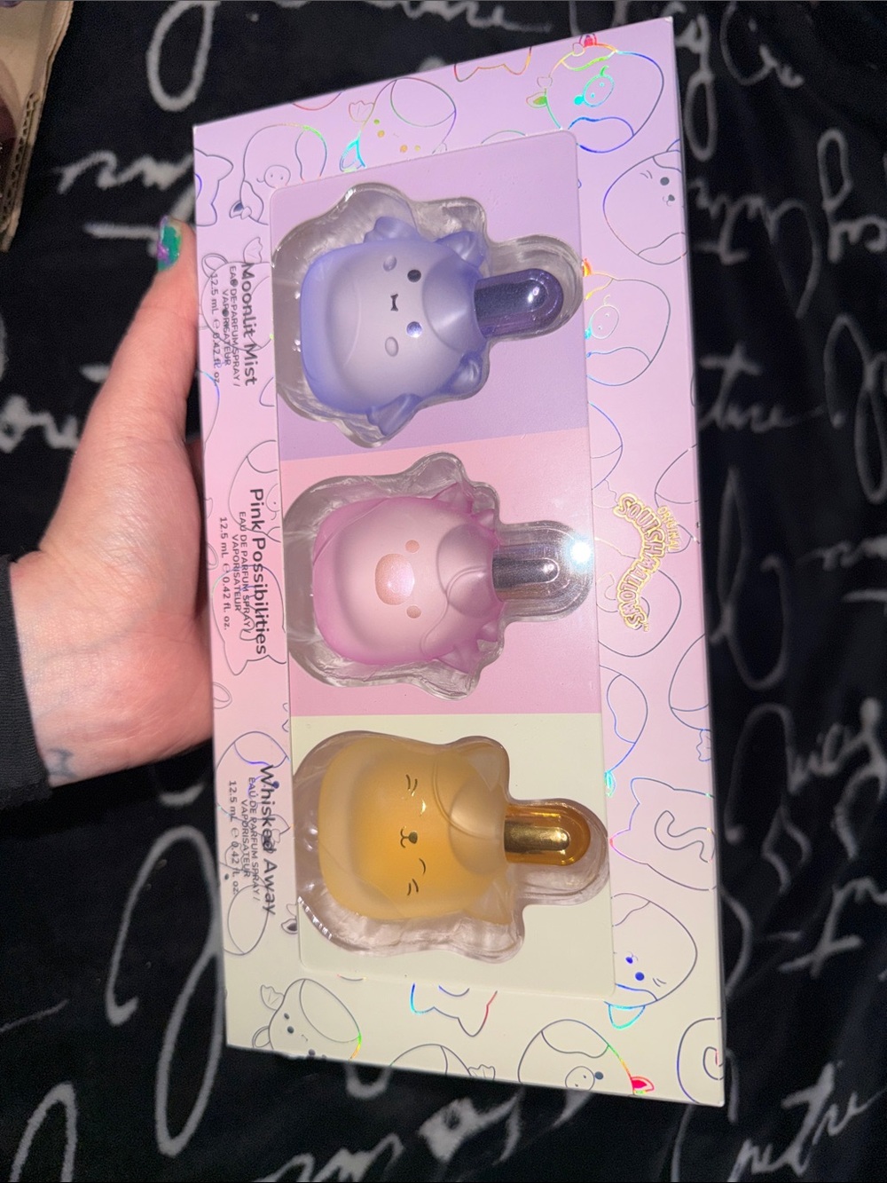 Squishmallows Cat-Shaped Body Mist Trio - Purple, Pink, Yellow